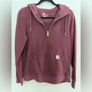 Carhartt Relaxed Fit Quarter Zip Sweatshirt/Hoodie - Maroon Purple